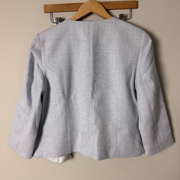 Talbots Open Front Blue White Blazer 6 - Picture 2 of 3
